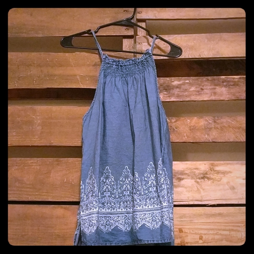 Blue Sleeveless Blouse